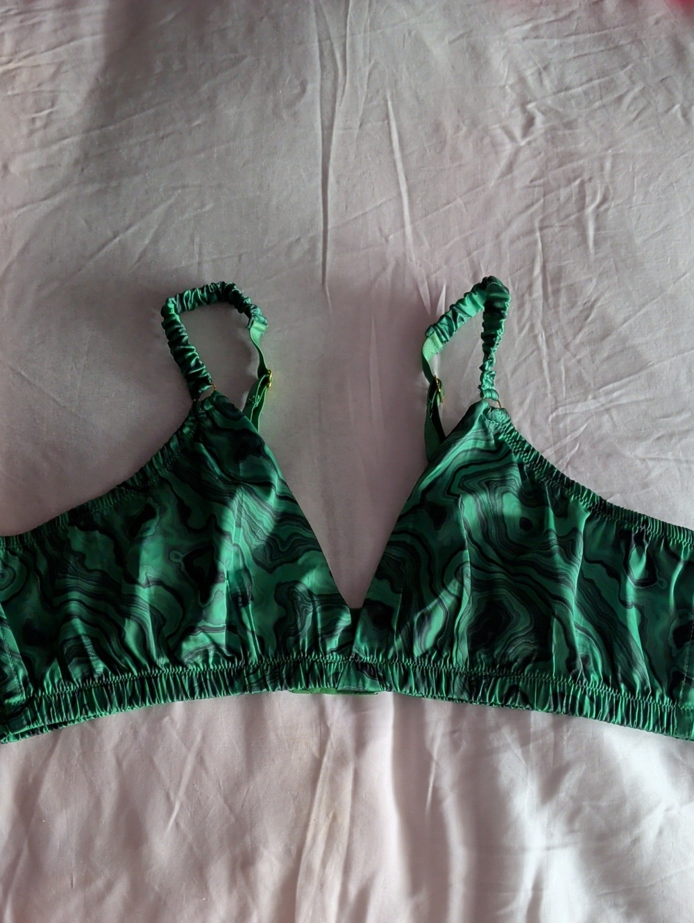 Green Marble-Print Wire-Free Bralette - Women Intimates